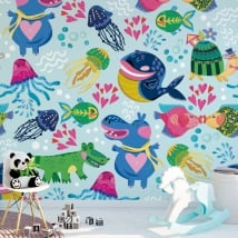 Peintures murales de vinyle pour enfants animaux à décorer