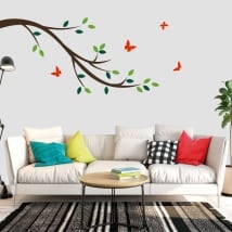 Vinyle décoratif branche d'arbre et papillons