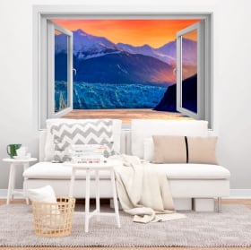 Vinyle des fenêtres coucher de soleil en alaska 3d