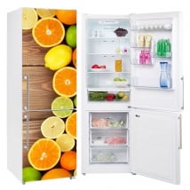 Vinyle et autocollants décorer les réfrigérateurs des fruits fond bois