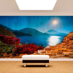 Photo murale coucher de soleil sur la mer mur cassé