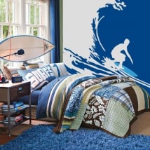 Vinyle décoratif surfeur sur la vague