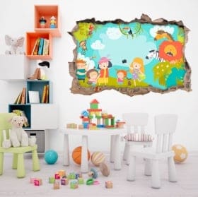 Vinyle et autocollants pour enfants famille dans le zoo 3d