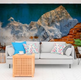 Muraux effet de mur brisé montagnes coucher de soleil