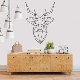 Vinyle d&eacute;coratif origami g&eacute;om&eacute;trique t&ecirc;te de cerf