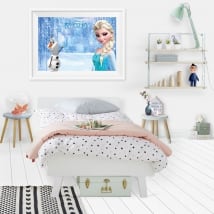 Vinyle disney frozen elsa et olaf effet d'image 3d