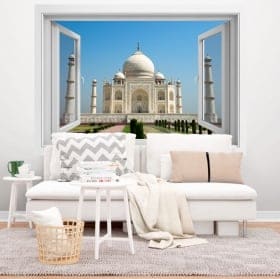 Vinyle d&eacute;coratif fen&ecirc;tre taj mahal 3d
