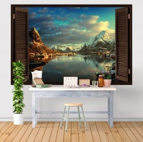 Vinyle et autocollants fenêtre village reine norvège 3d