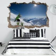 Vinyle 3d le ski et crépuscule les montagnes