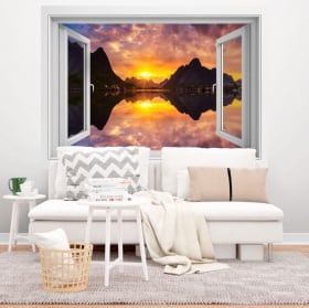 Vinyle des fenêtres coucher de soleil en alaska 3d