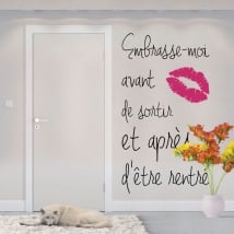 Vinyle phrases françaises embrasse moi avant de sortir