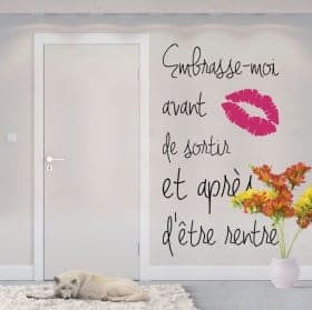 Vinyle phrases fran&ccedil;aises embrasse moi avant de sortir
