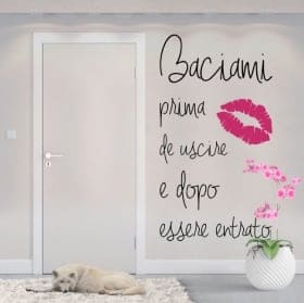 Vinyls avec phrases en italien embrasse moi avant de partir