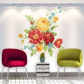 Autocollants et vinyls d&eacute;coratifs des fleurs les murs
