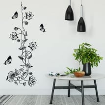 Vinyle et des autocollants fleurs avec des papillons