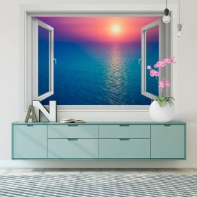 Vinyle les murs coucher de soleil dans l'océan 3d