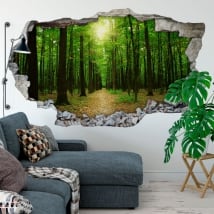 Vinyle décoratif 3d arbres dans la forêt