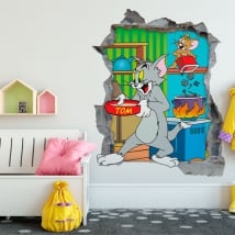 Vinyle décoratif 3d chat et souris tom et jerry