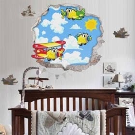 Vinyle d&eacute;coratif pour enfants avions 3d
