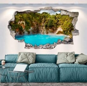 Vinyle les murs lac crat&egrave;re de l'enfer nouvelle z&eacute;lande 3d