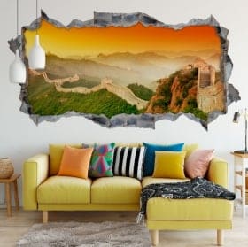 Vinyle d&eacute;coratif 3d coucher de soleil dans les montagnes