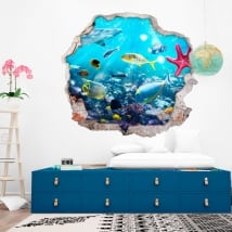 Stickers décoratifs poisson et étoile de mer 3d