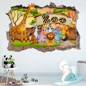 Vinyles 3d les enfants bus animaux de zoo