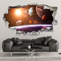 Vinyle décoratif murs système solaire 3d