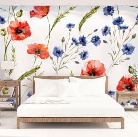 Peintures murales en vinyle avec des fleurs pour d&eacute;corer
