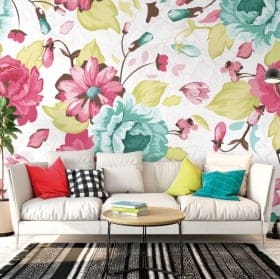 Peintures murales en vinyle fleurs de paradis tropical