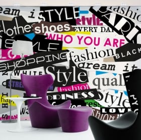 Murales de vinyle collage textes mode et style