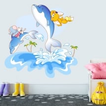 Autocollants en vinyle les dauphins le plaisir des enfants