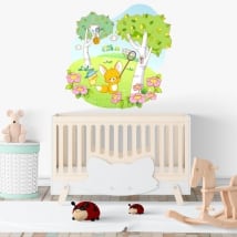 Vinyle et des autocollants pour enfants animaux dans la forêt