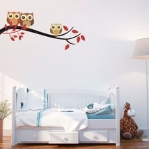 Vinyles bébé branche d'arbre avec des hiboux enfants