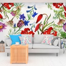 Murales de vinyle avec des fleurs