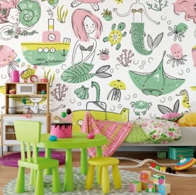 Murales de vinyle avec des fleurs