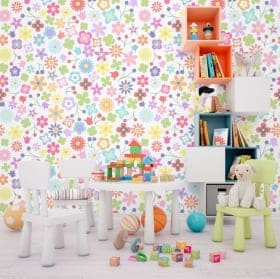Murales de vinyle fleurs color&eacute;es