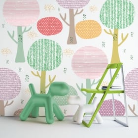 Murales de vinyle avec des fleurs color&eacute;es