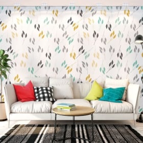 Murales de vinyle avec des feuilles de plantes &agrave; d&eacute;corer