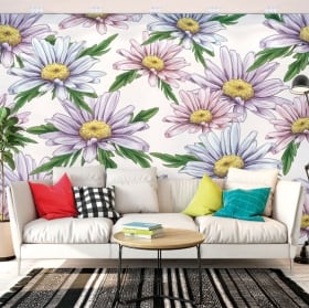 Murales de vinyle murs de fleurs et objets