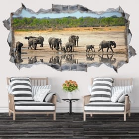 Autocollants et vinyls d&eacute;coratifs coucher de soleil en afrique 3d