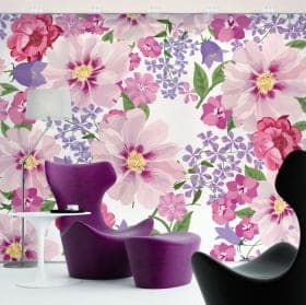 Murales de vinyle adh&eacute;sif fleurs de camomille