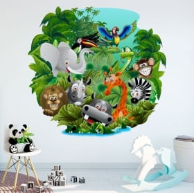 Vinyle décoratif et des autocollants pour enfants animaux dans la jungle