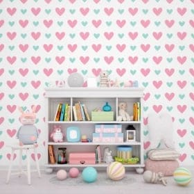 Murales de vinyle d'amour coeurs color&eacute;s