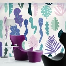 Murales de vinyle fleurs et feuilles nature