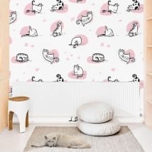 Papiers peints de vinyle les murs chats de yoga