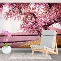 Photomuraux vinyles les murs cerise japonaise