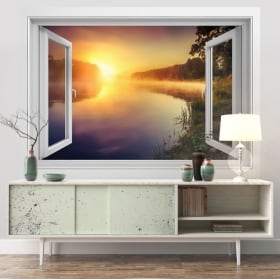 Vinyle les murs lever du soleil rivière neris lituanie 3d