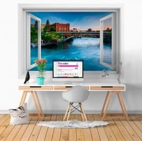 Vinyle les murs washington rivi&egrave;re spokane fen&ecirc;tre 3d