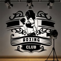 Vinyle et autocollants club de boxe silhouette de femme